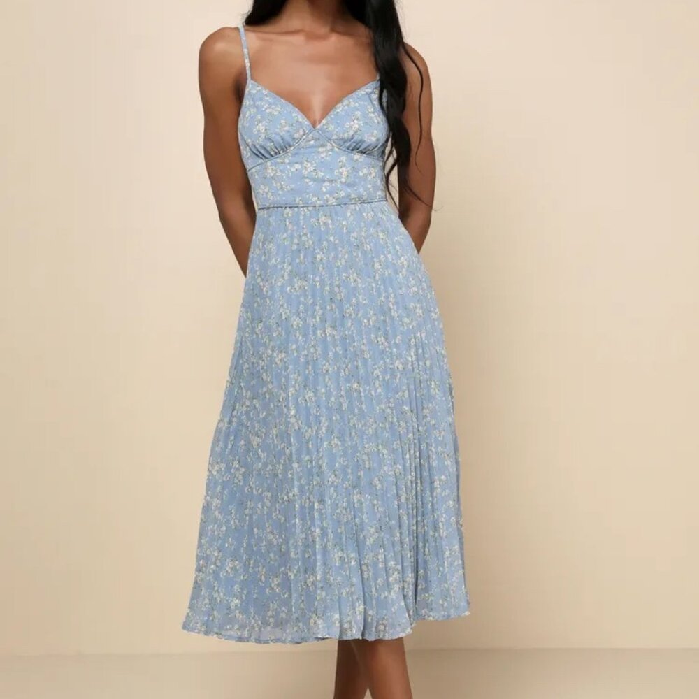 Lulus Blue Floral Dress